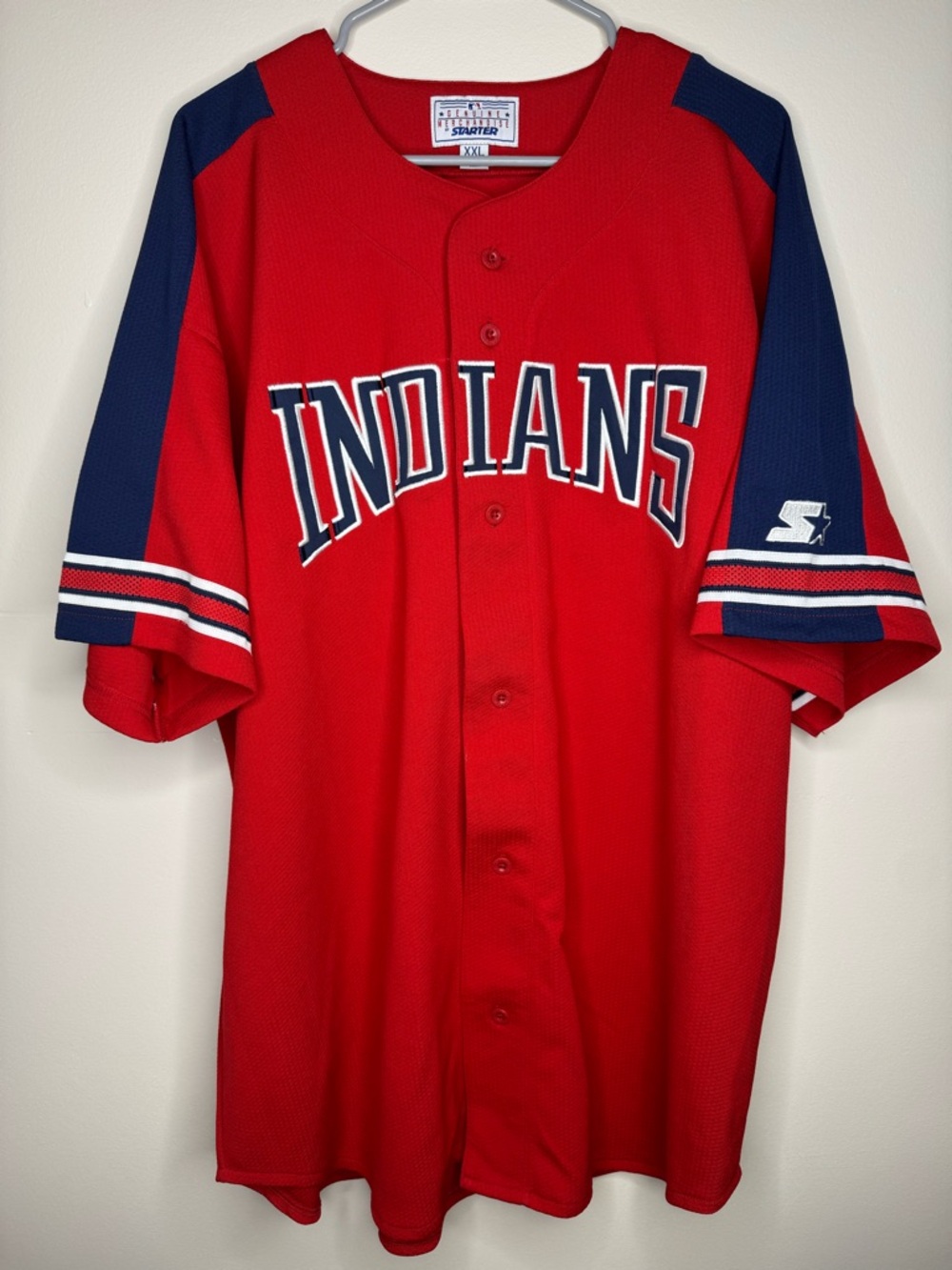 STARTER Red and Navy Indians Baseball Jersey Vintage 1990’s